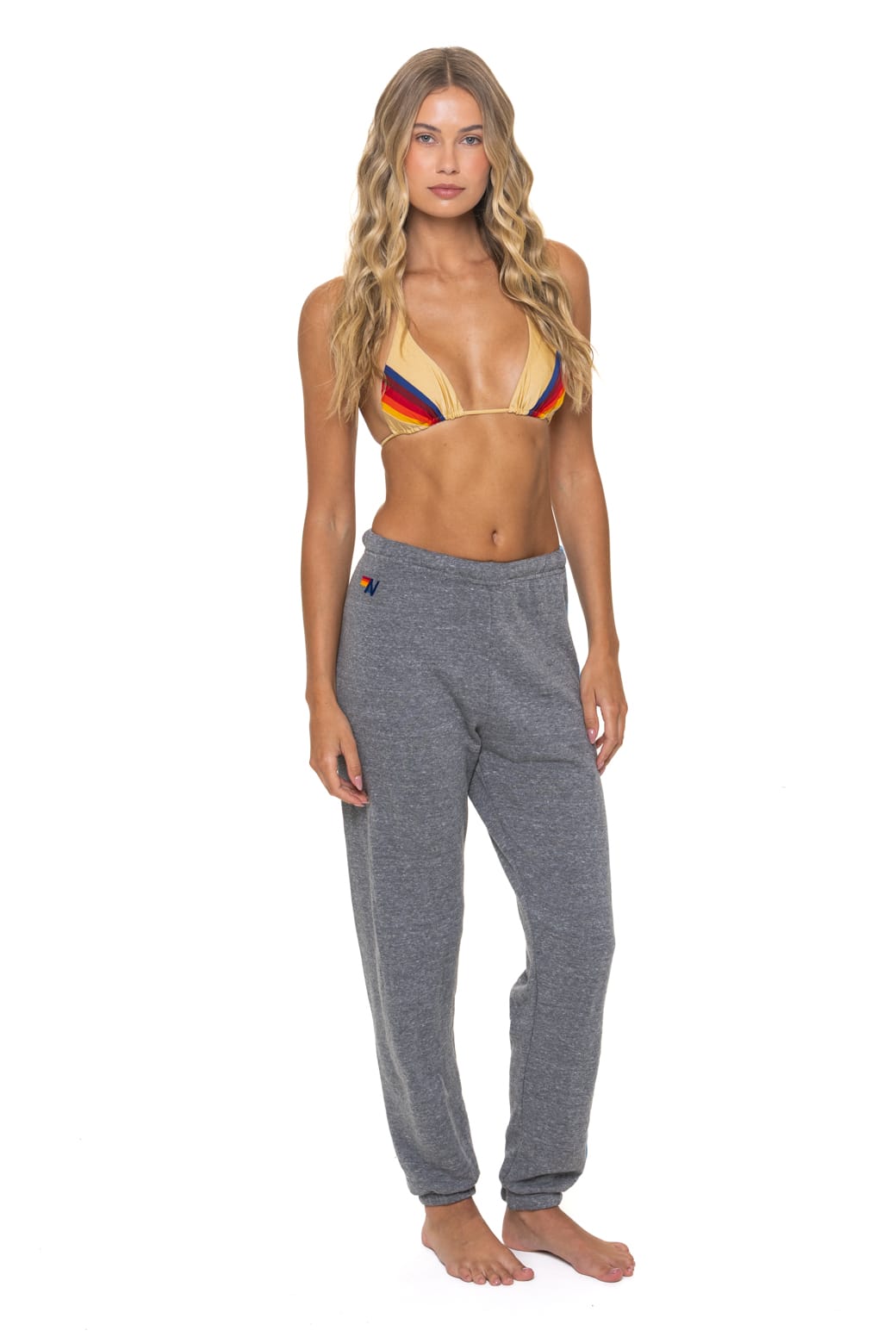 5 STRIPE SWEATPANTS - HEATHER GREY BLUE