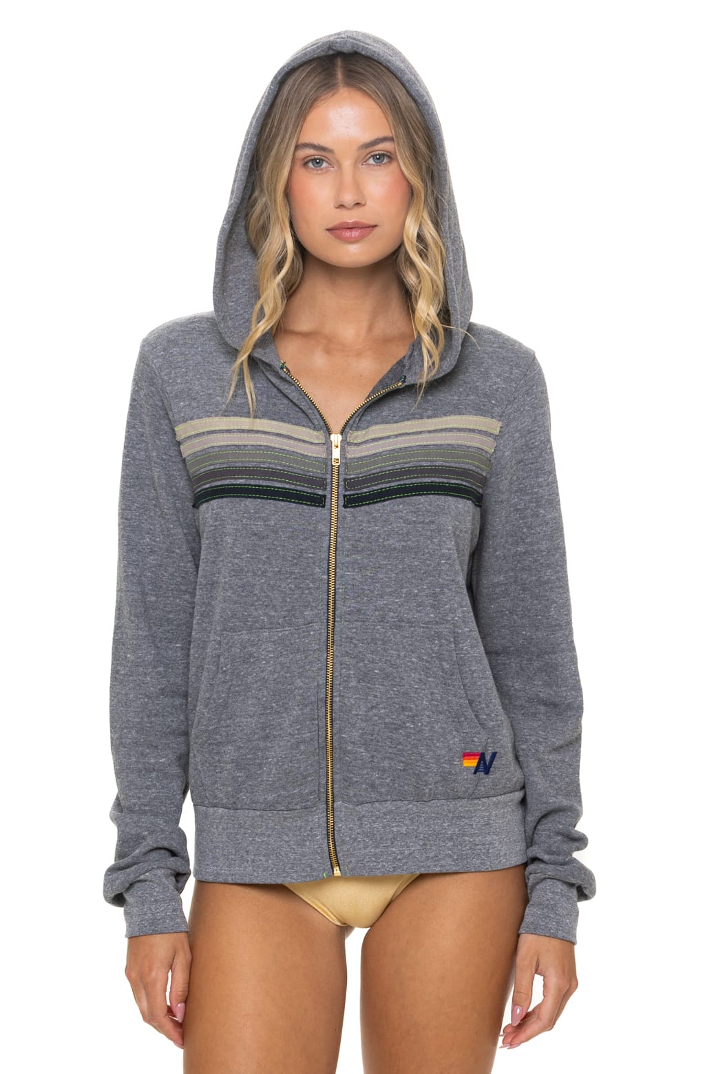 5 STRIPE HOODIE - HEATHER GREY GREY