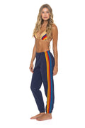 5 STRIPE SWEATPANTS - NAVY