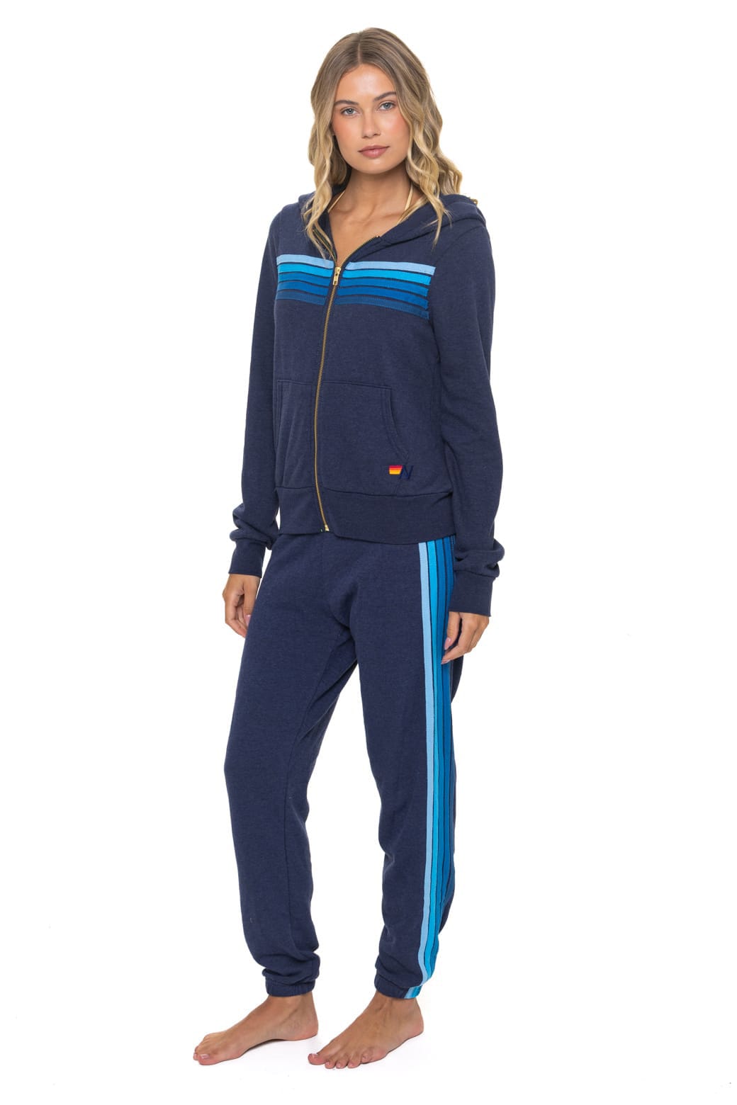 5 STRIPE HOODIE - NAVY BLUE