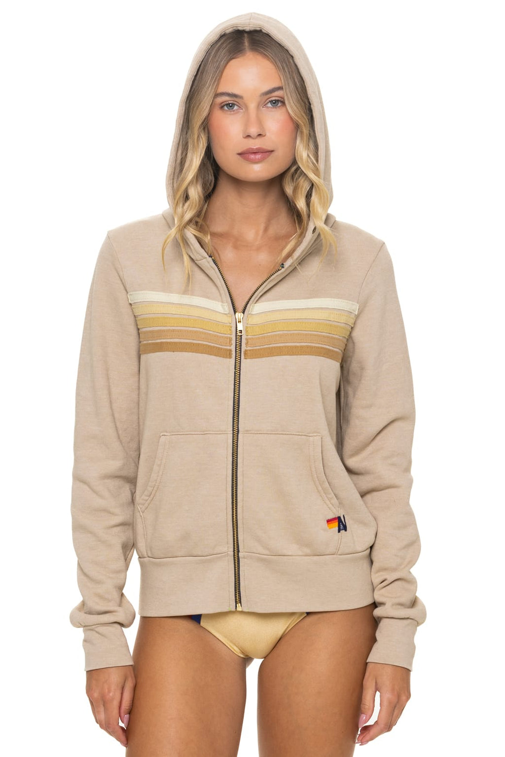 5 STRIPE HOODIE - SAND TAN