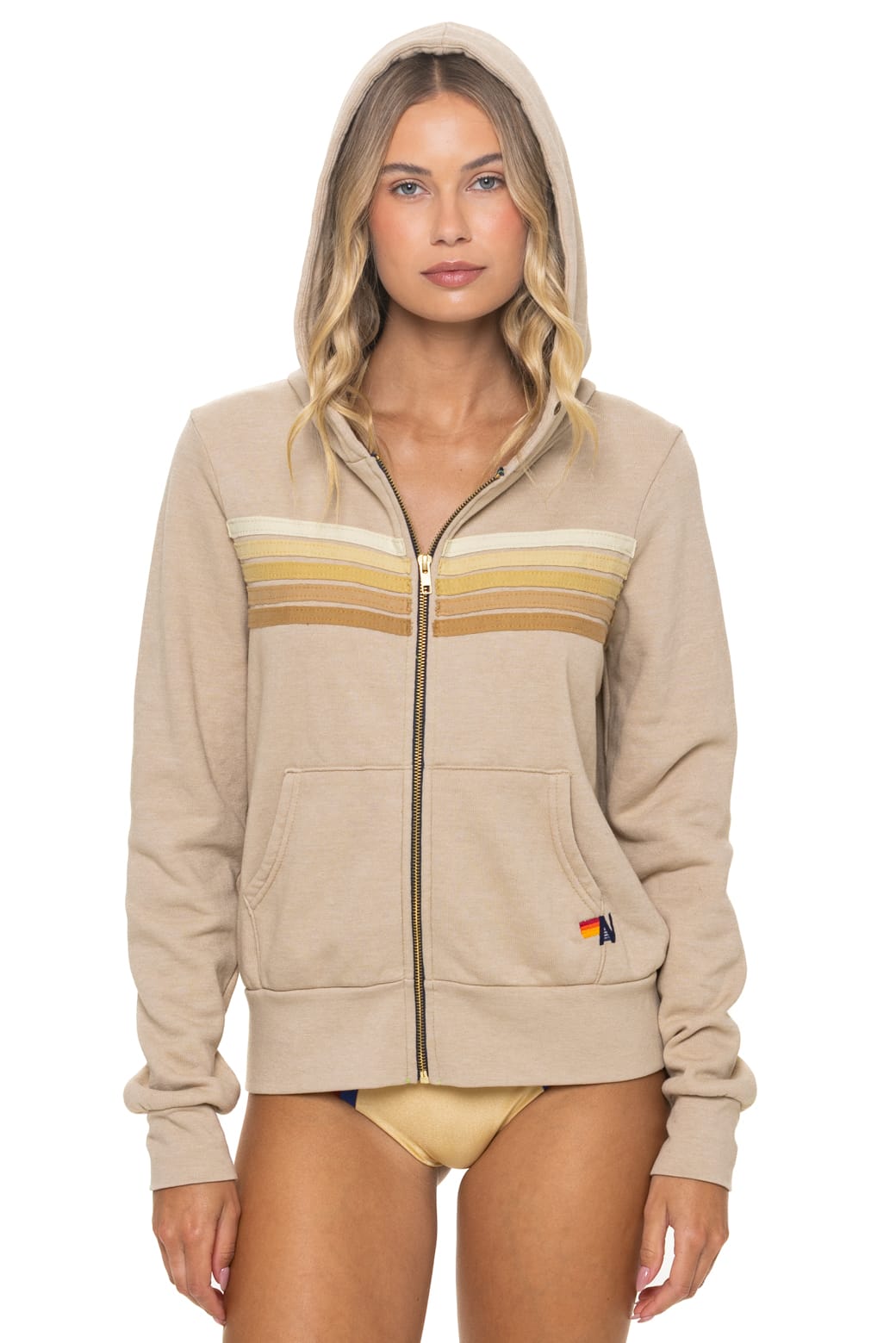 5 STRIPE HOODIE - SAND TAN
