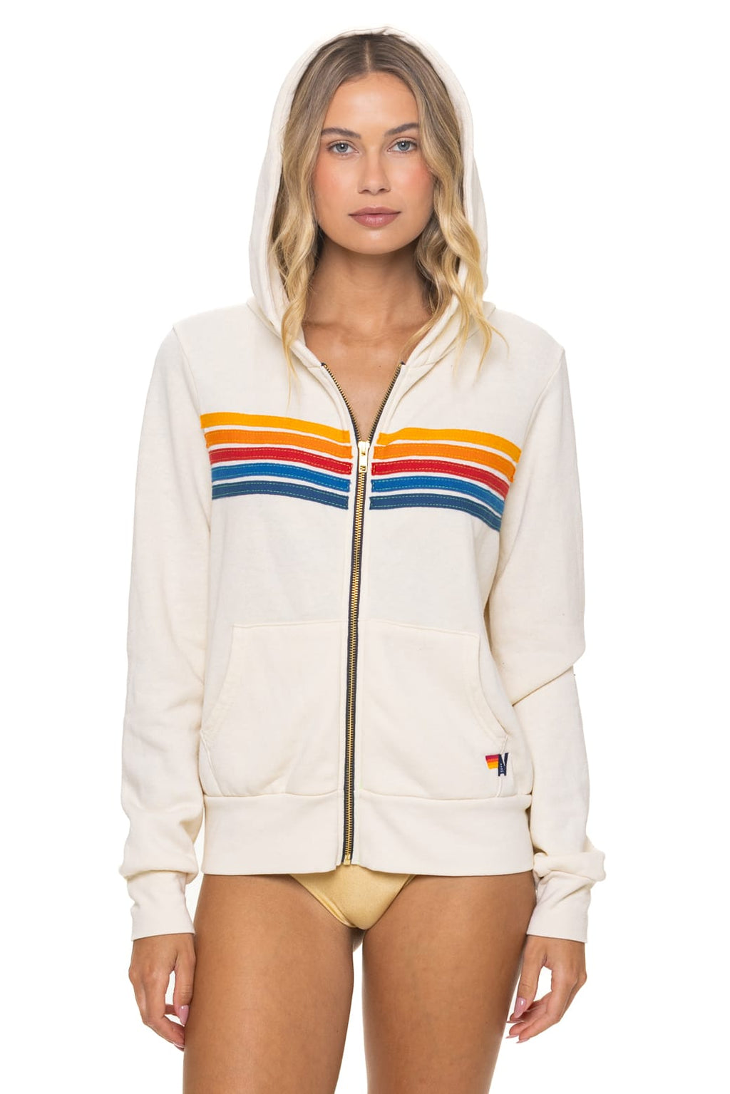 5 STRIPE HOODIE - VINTAGE WHITE
