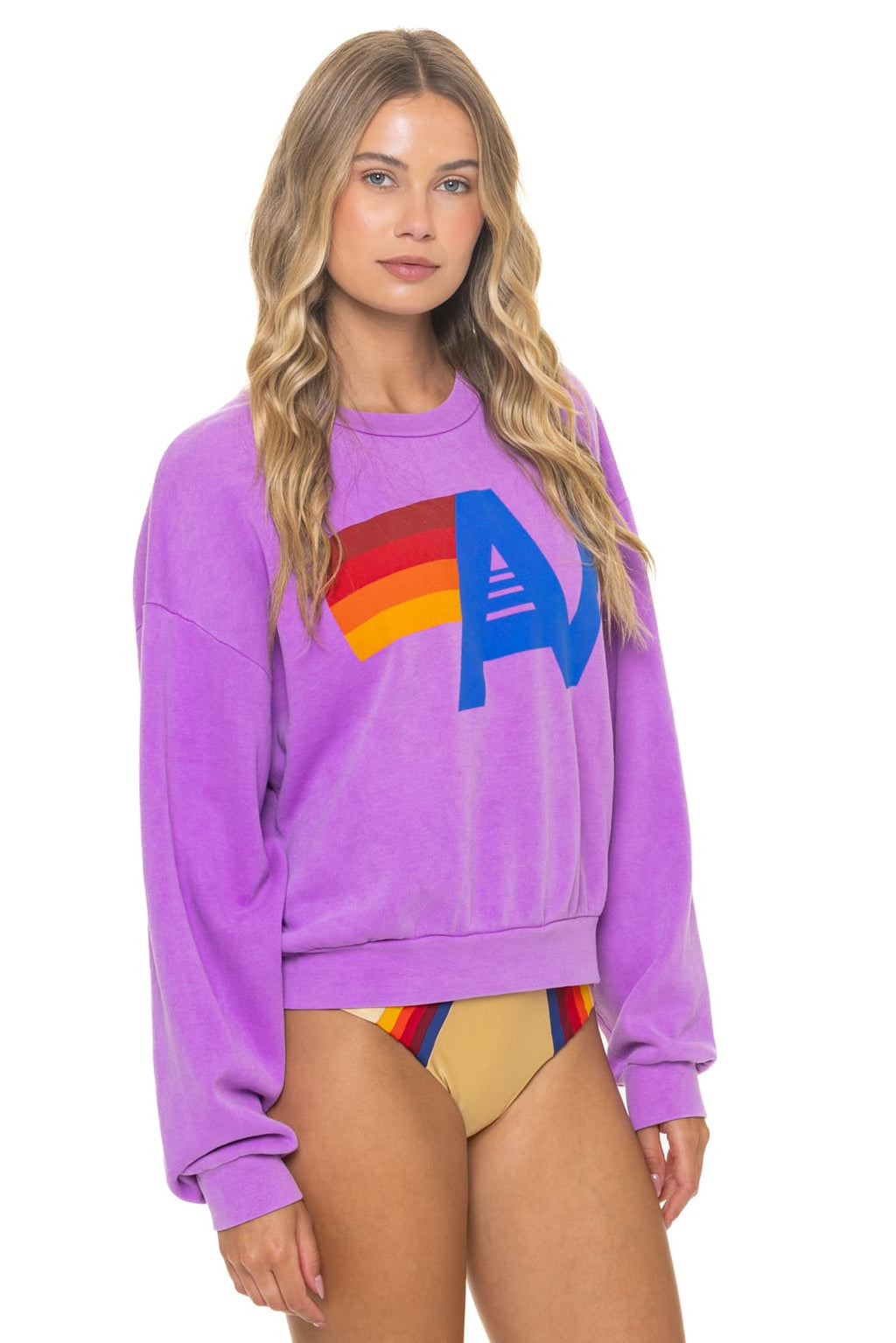 LOGO RELAXED CREW SWEATSHIRT - NEON PURPLE