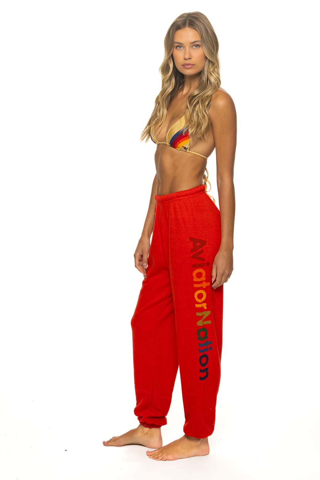 AVIATOR NATION SWEATPANTS - NEON RED