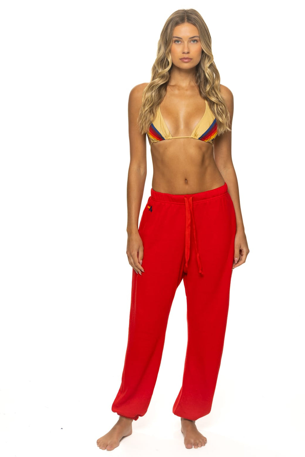 BOLT PRINT UNISEX SWEATPANTS - RED WHITE