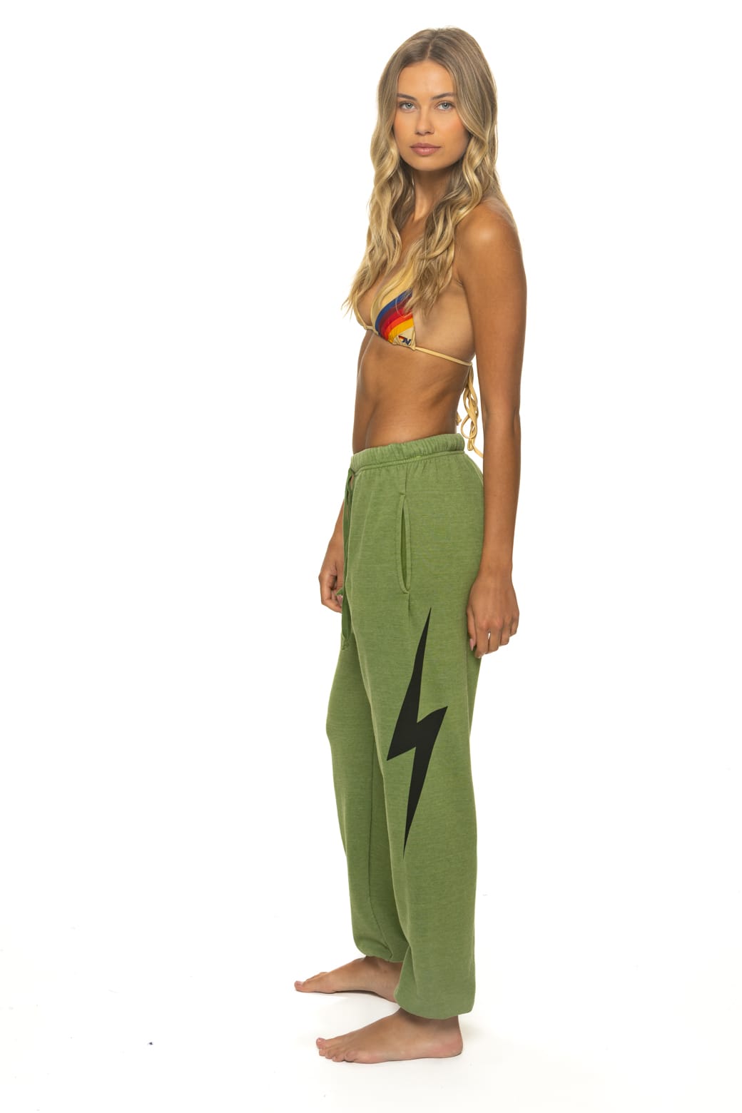 BOLT PRINT UNISEX SWEATPANTS - JUNGLE GREEN