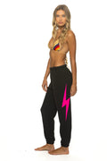 BOLT SWEATPANTS - BLACK NEON PINK