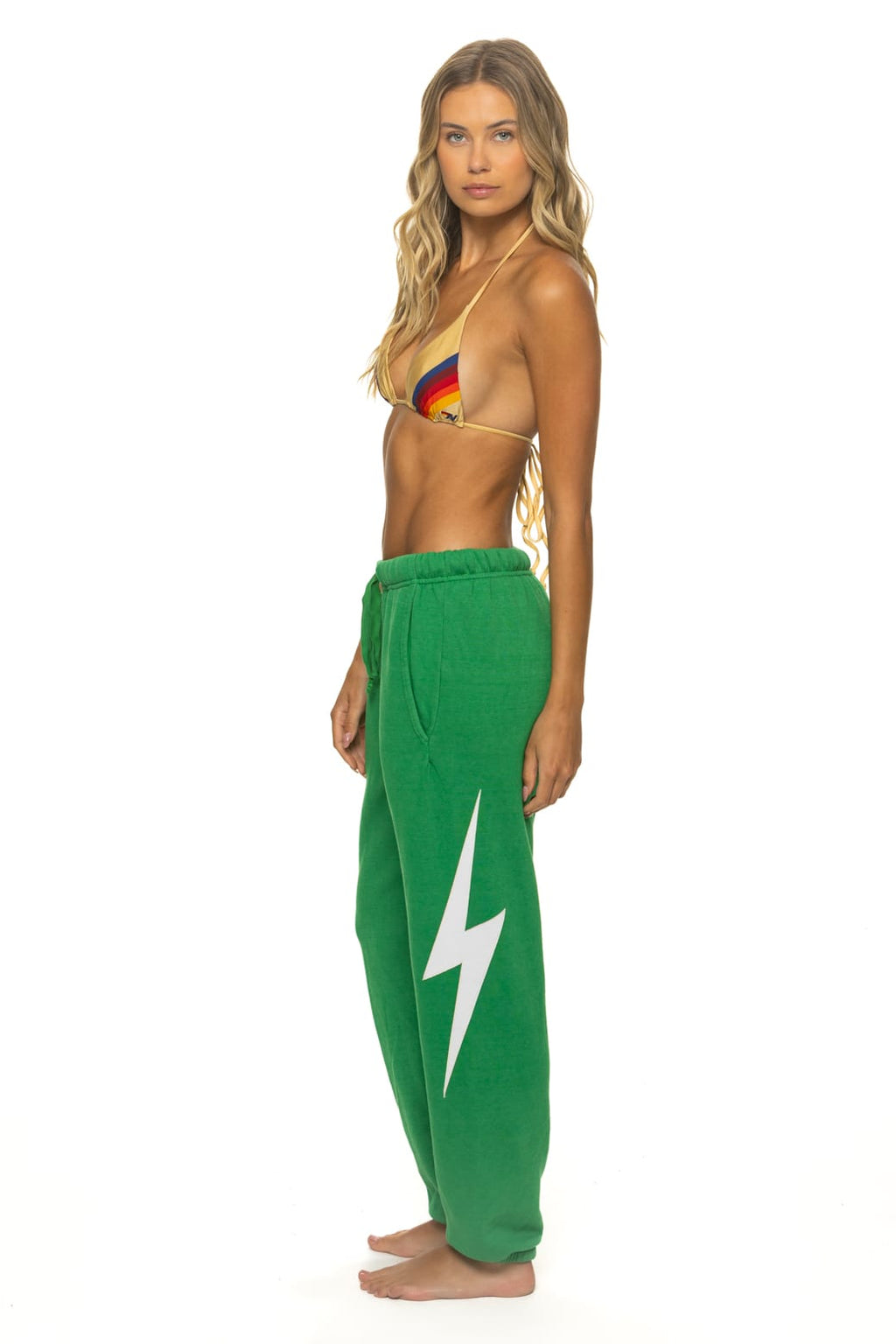 BOLT STITCH UNISEX SWEATPANTS - KELLY GREEN WHITE