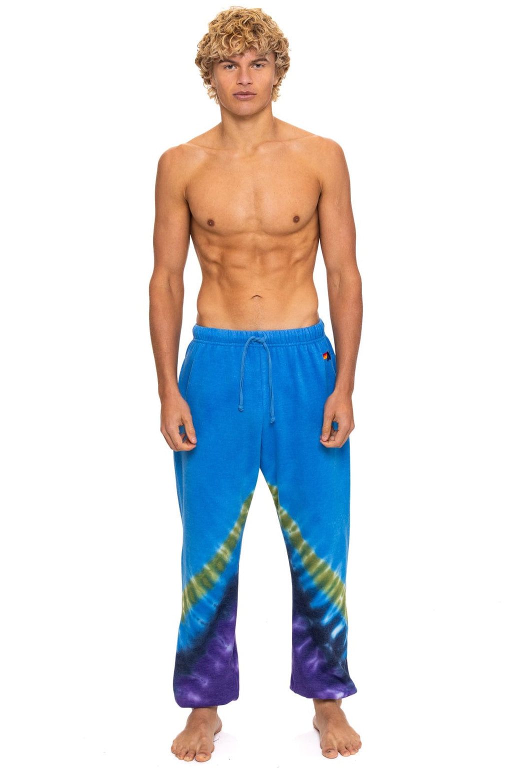 HAND DYED V SWEATPANTS - TIE DYE OCEAN PURPLE