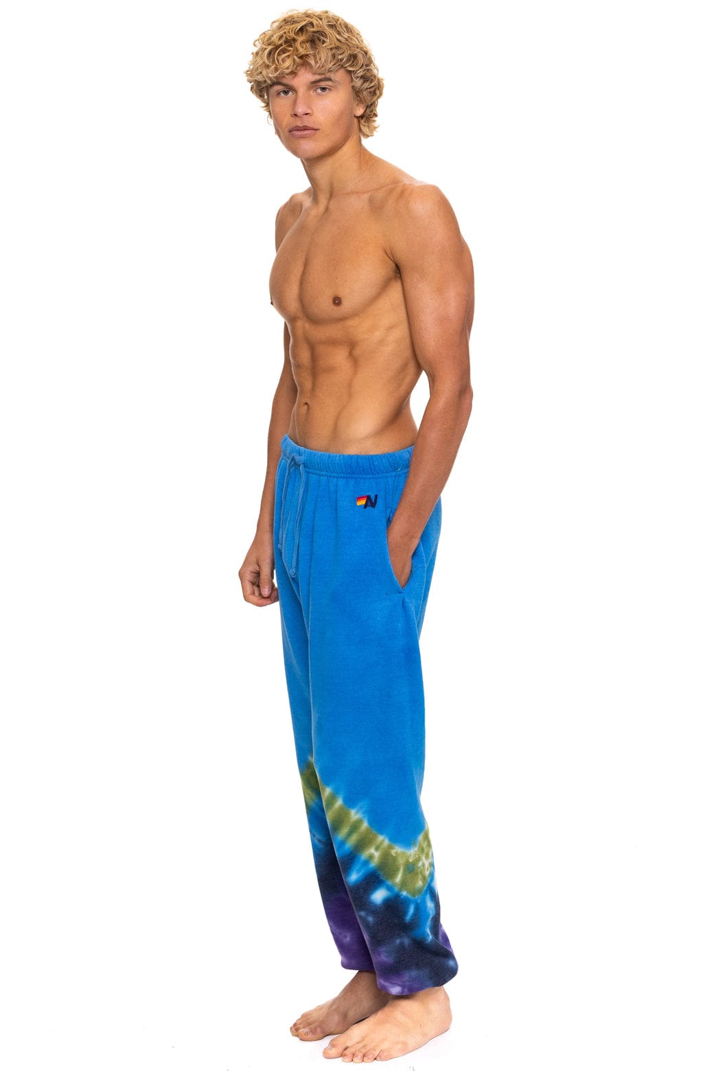 HAND DYED V SWEATPANTS - TIE DYE OCEAN PURPLE