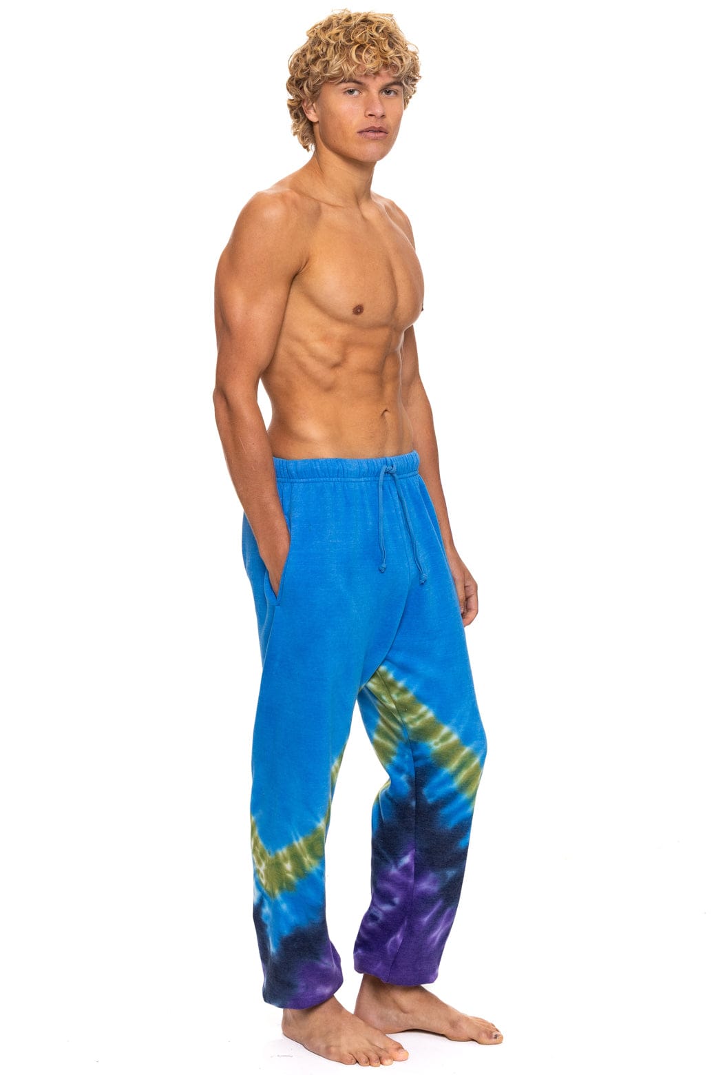 HAND DYED V SWEATPANTS - TIE DYE OCEAN PURPLE