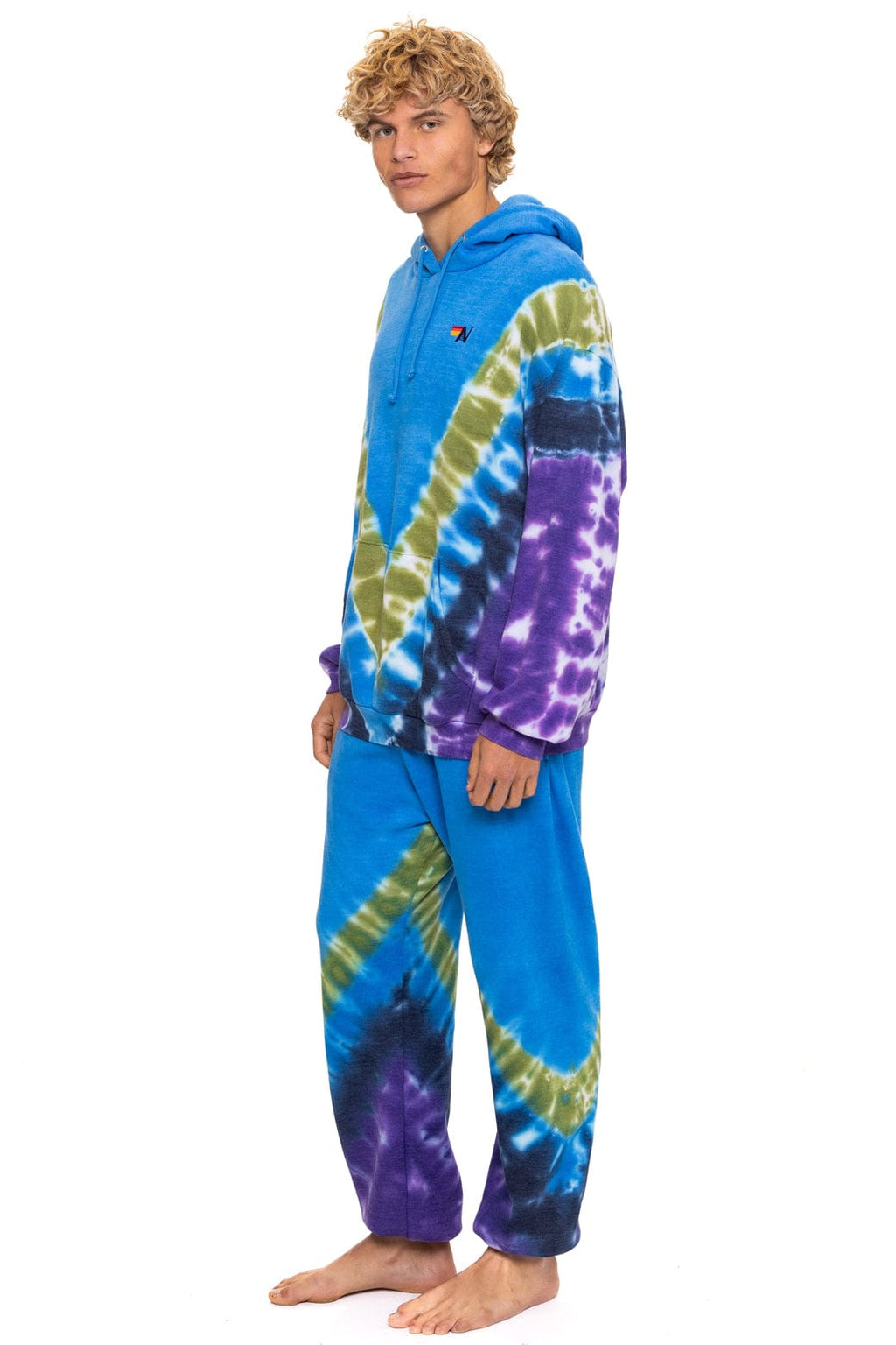 HAND DYED V SWEATPANTS - TIE DYE OCEAN PURPLE