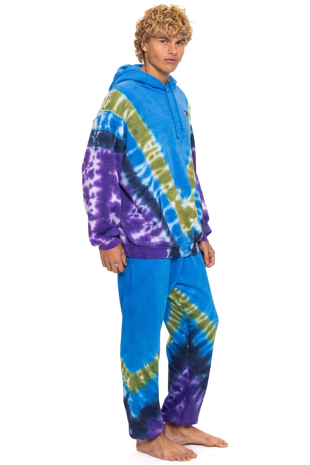 HAND DYED V SWEATPANTS - TIE DYE OCEAN PURPLE