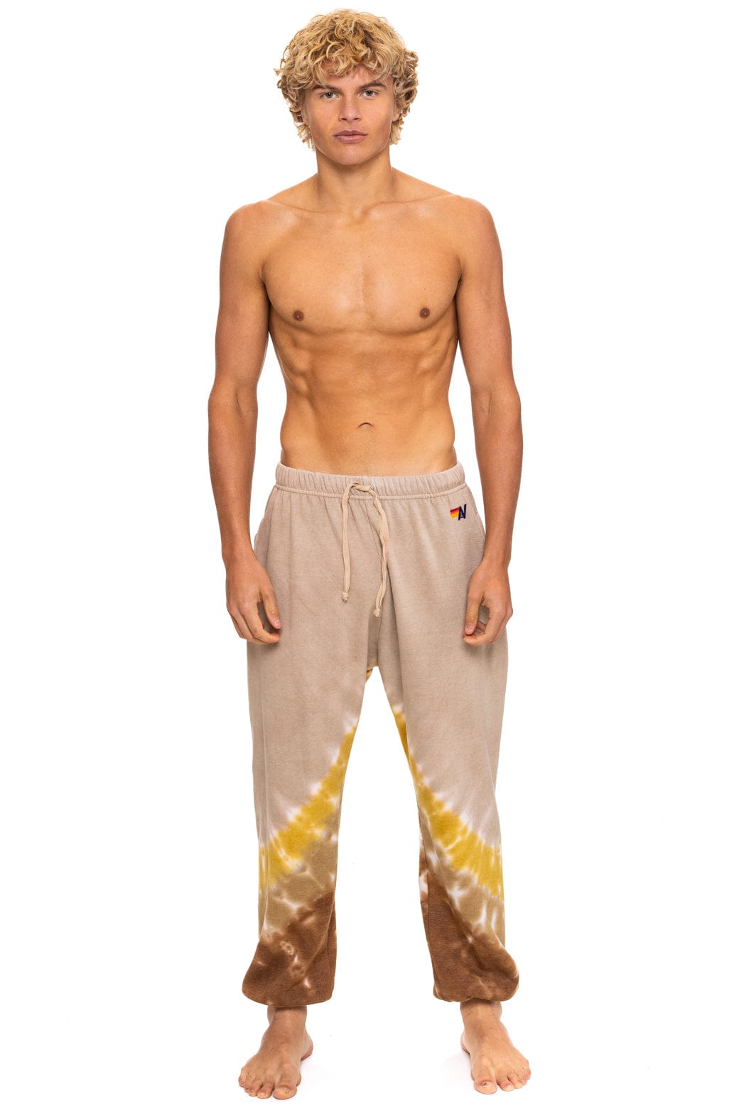 HAND DYED V SWEATPANTS - TIE DYE SAND CINNAMON