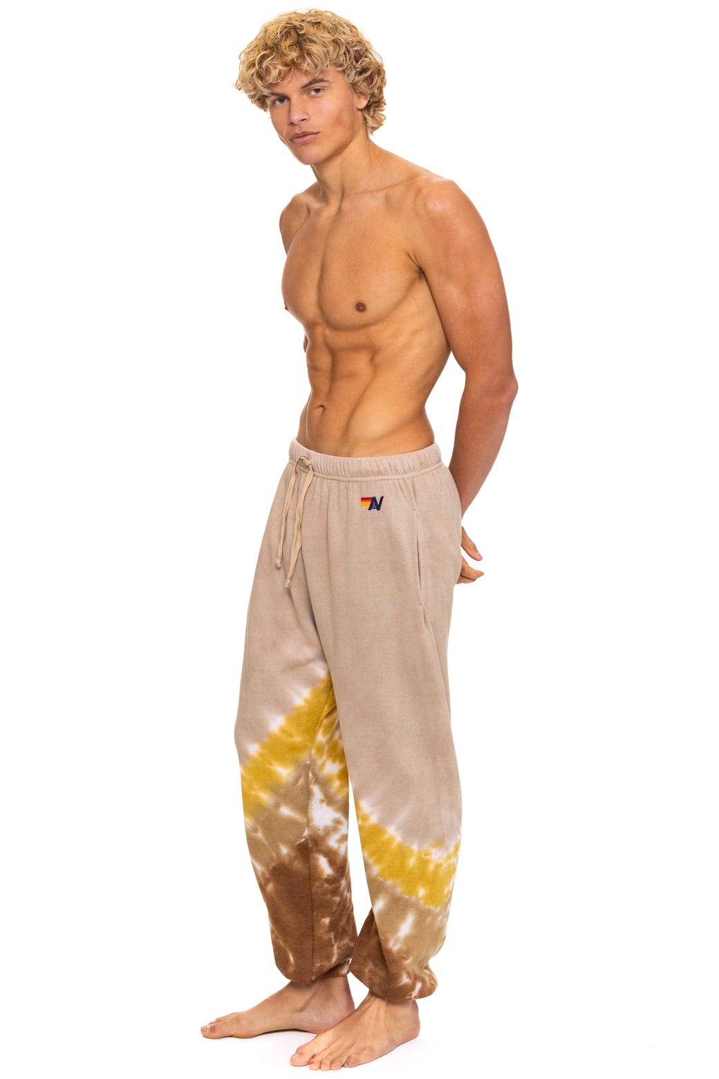 HAND DYED V SWEATPANTS - TIE DYE SAND CINNAMON