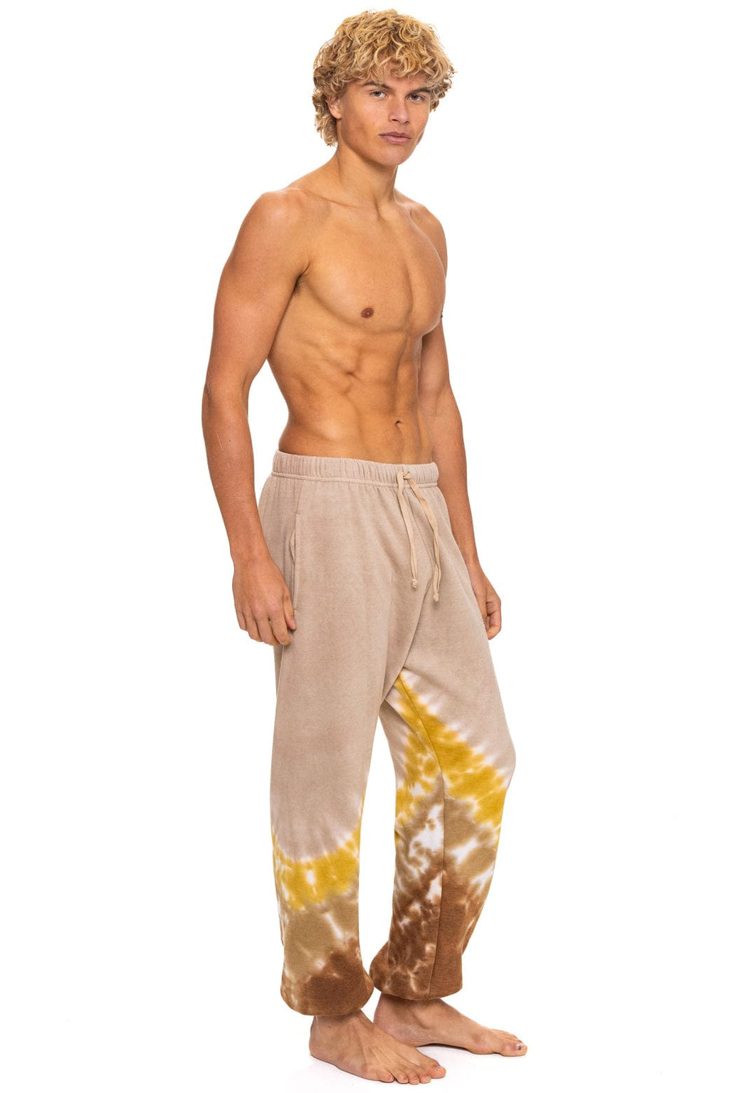 HAND DYED V SWEATPANTS - TIE DYE SAND CINNAMON