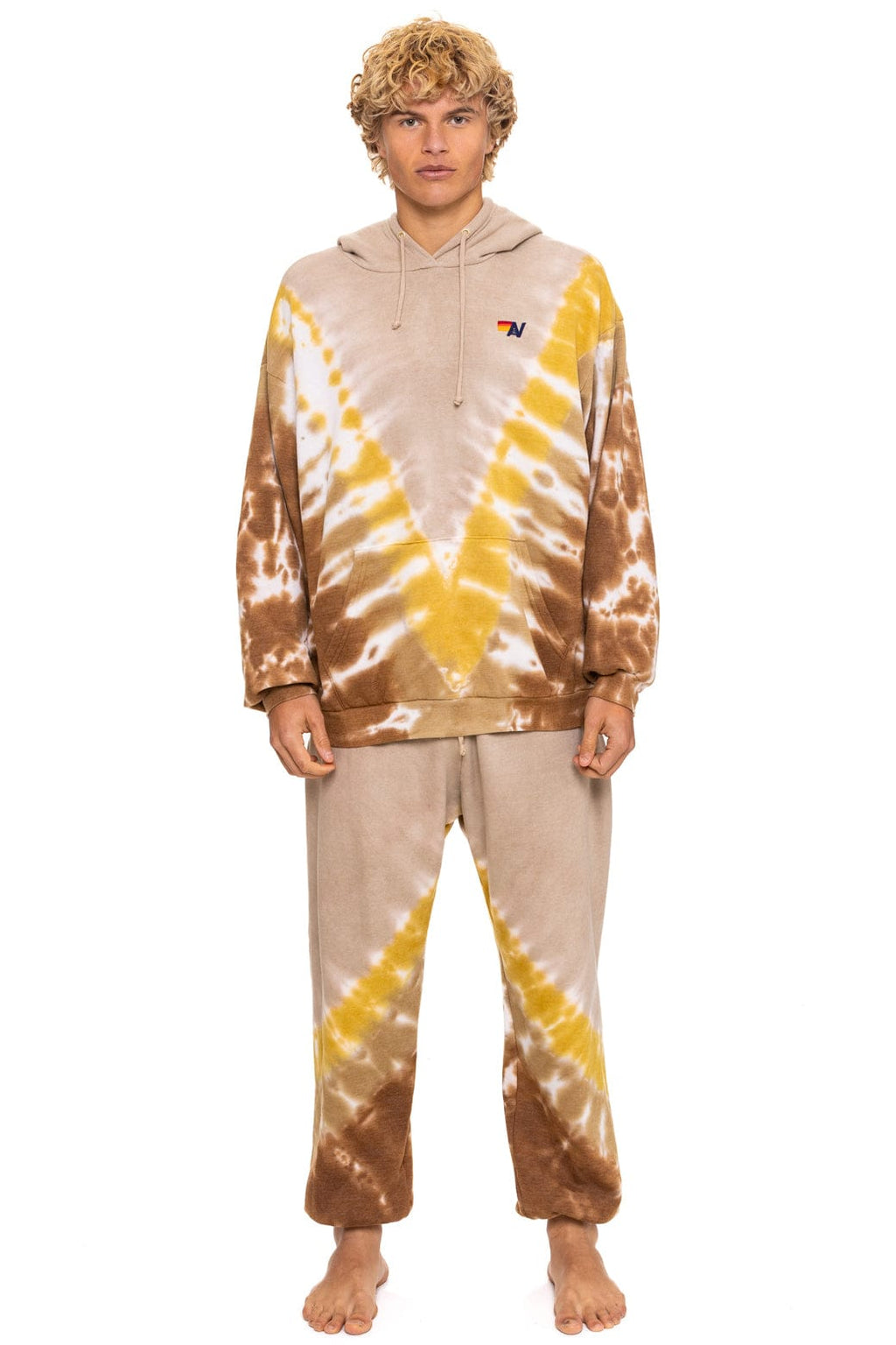 HAND DYED V SWEATPANTS - TIE DYE SAND CINNAMON