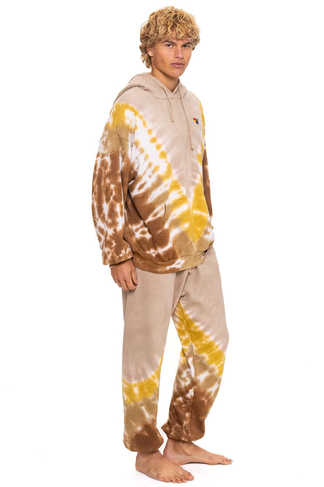 HAND DYED V SWEATPANTS - TIE DYE SAND CINNAMON