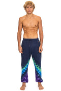 HAND DYED V SWEATPANTS - TIE DYE MIDNIGHT PURPLE