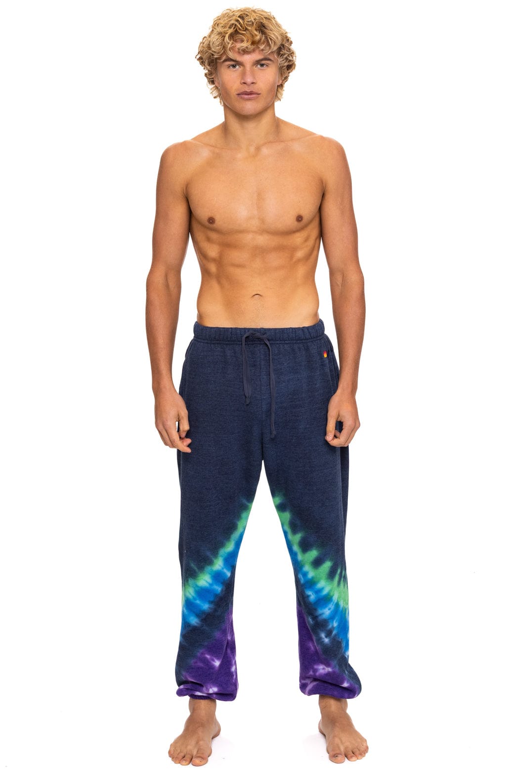 HAND DYED V SWEATPANTS - TIE DYE MIDNIGHT PURPLE
