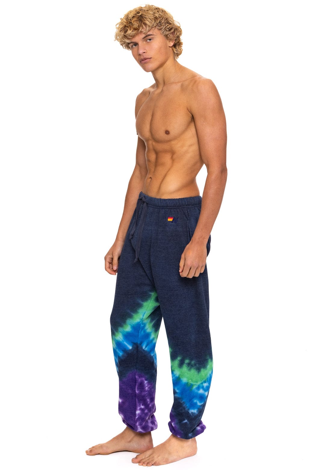HAND DYED V SWEATPANTS - TIE DYE MIDNIGHT PURPLE