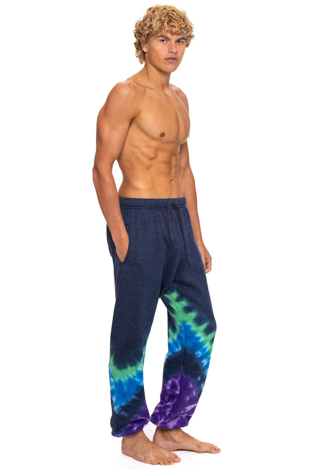 HAND DYED V SWEATPANTS - TIE DYE MIDNIGHT PURPLE