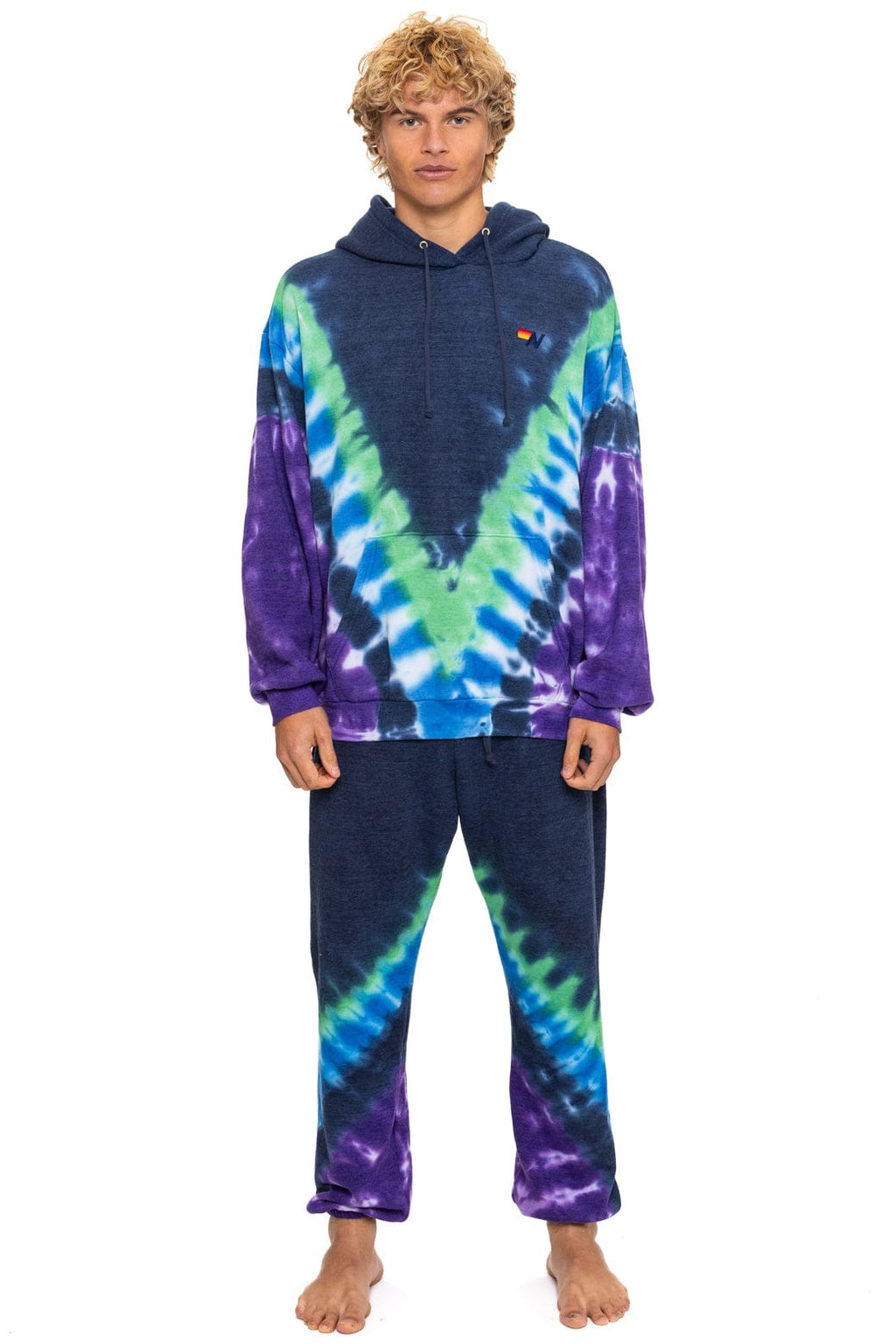 HAND DYED V SWEATPANTS - TIE DYE MIDNIGHT PURPLE