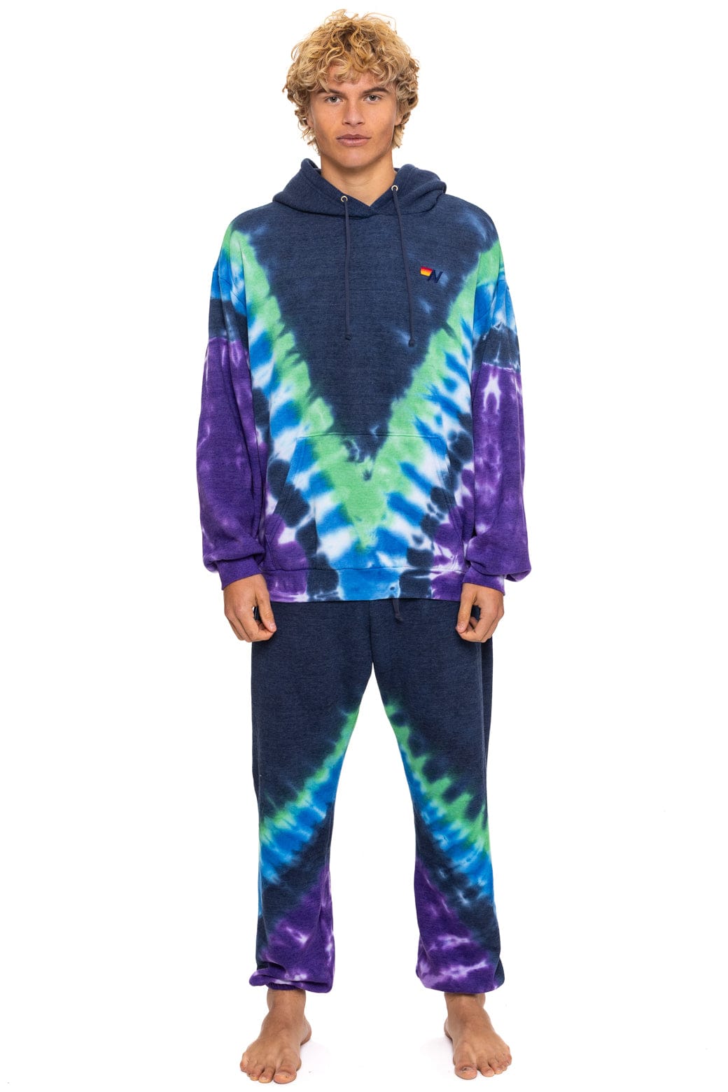 HAND DYED V SWEATPANTS - TIE DYE MIDNIGHT PURPLE