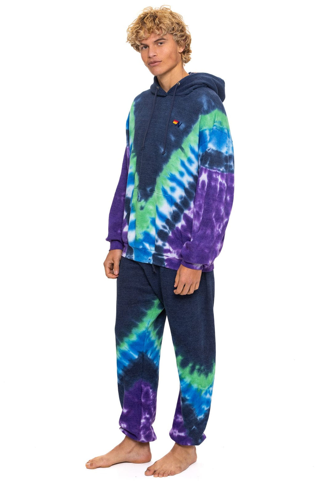 HAND DYED V SWEATPANTS - TIE DYE MIDNIGHT PURPLE