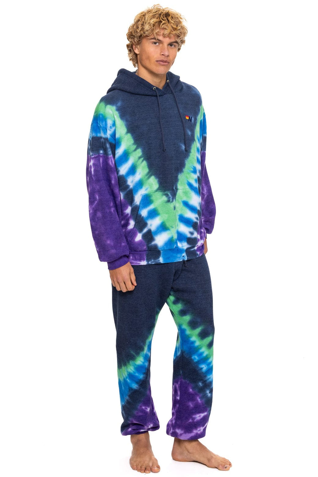 HAND DYED V SWEATPANTS - TIE DYE MIDNIGHT PURPLE