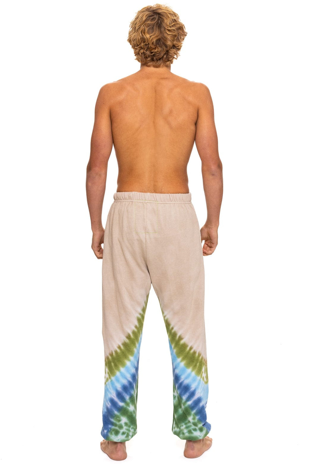 HAND DYED V SWEATPANTS - TIE DYE SAND BLUE GREEN