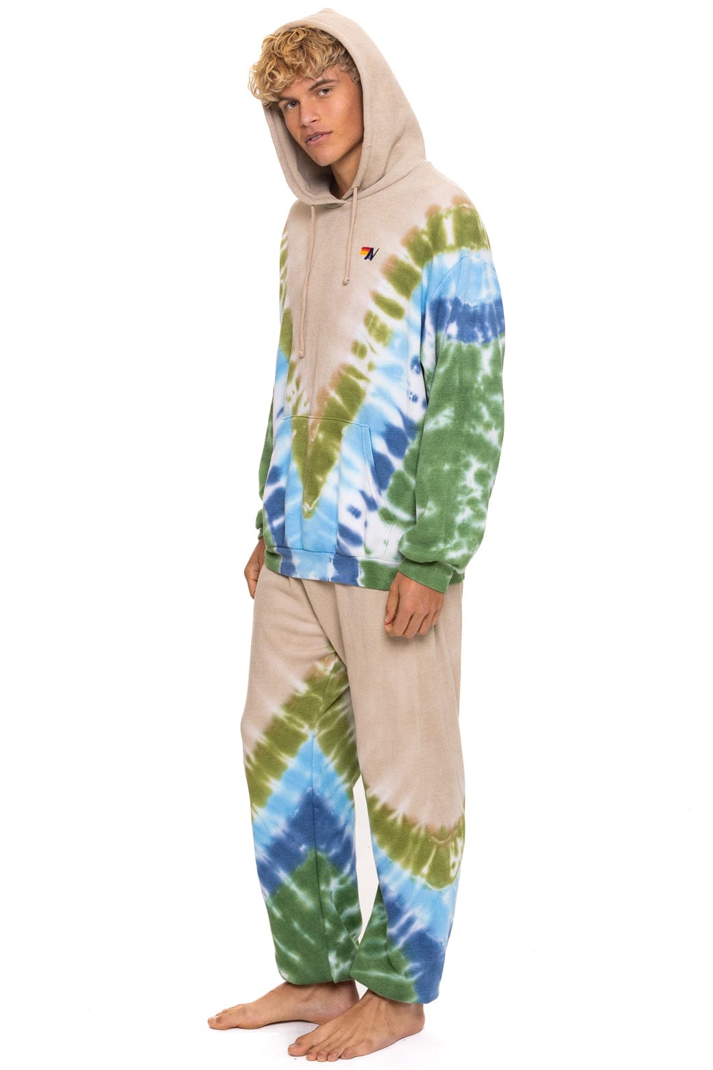 HAND DYED V SWEATPANTS - TIE DYE SAND BLUE GREEN