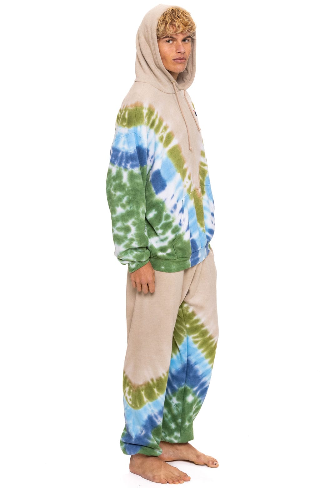 HAND DYED V SWEATPANTS - TIE DYE SAND BLUE GREEN