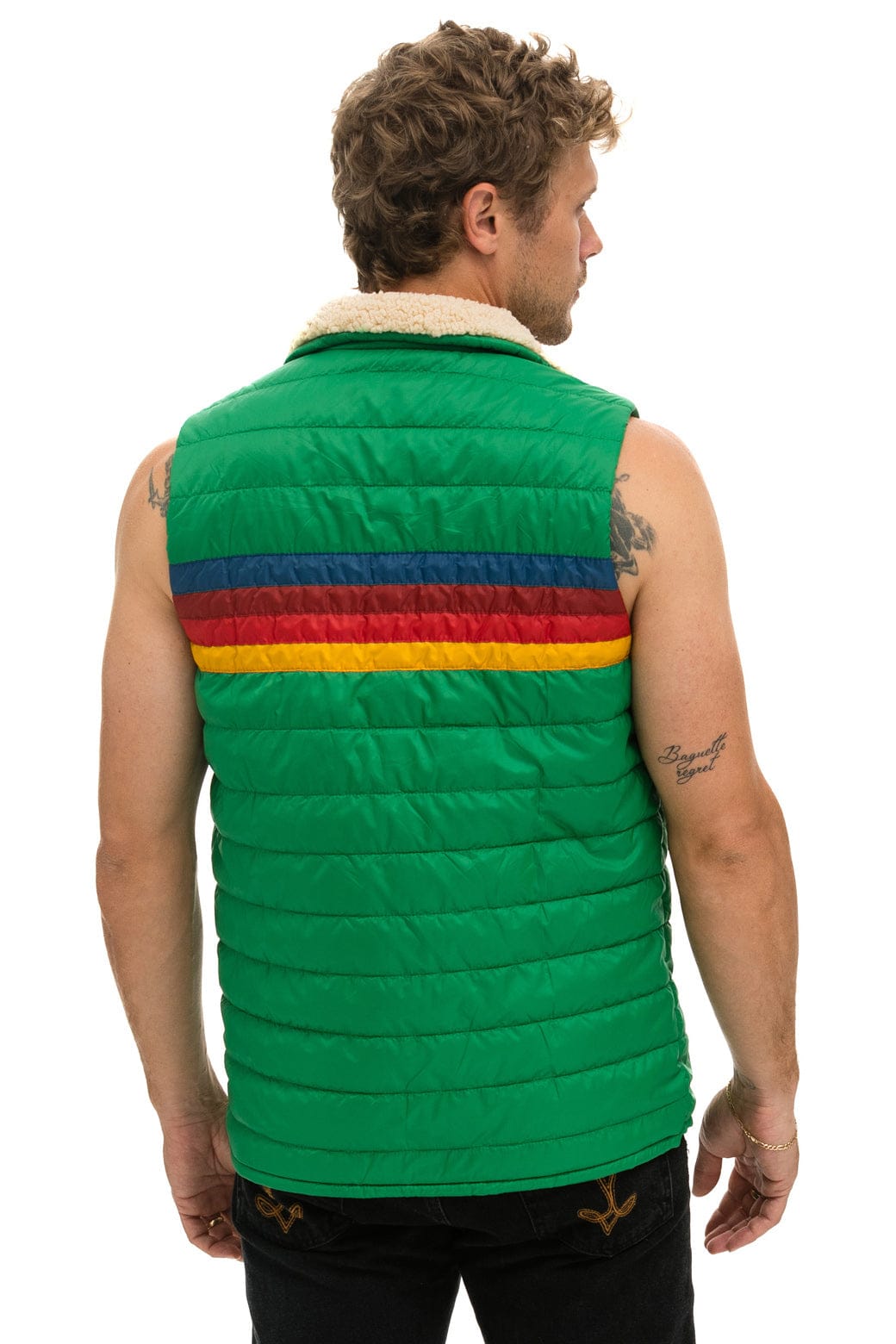 MENS 4 STRIPE VEST SHERPA- AMAZON