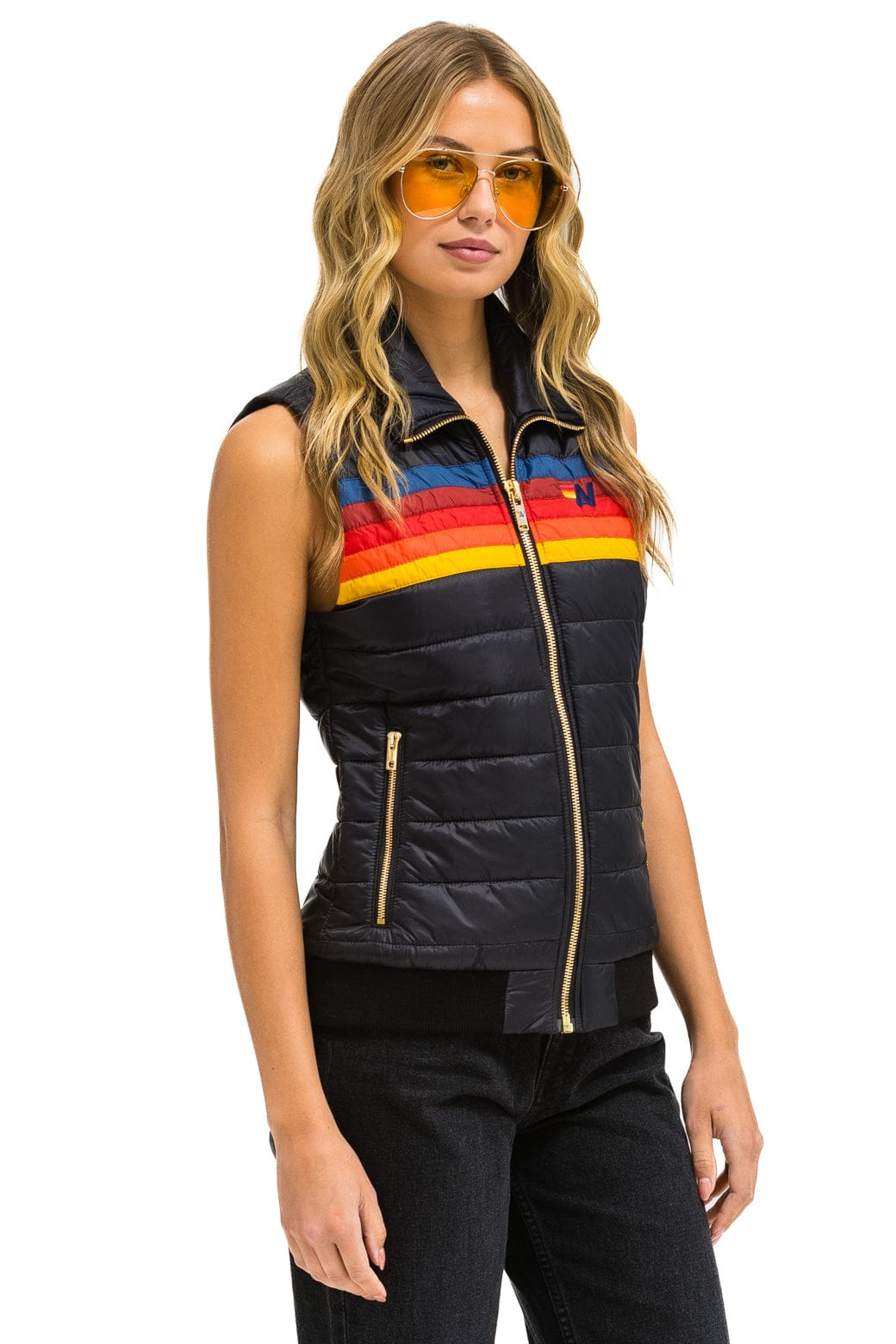 WOMENS 5 STRIPE VEST - BLACK