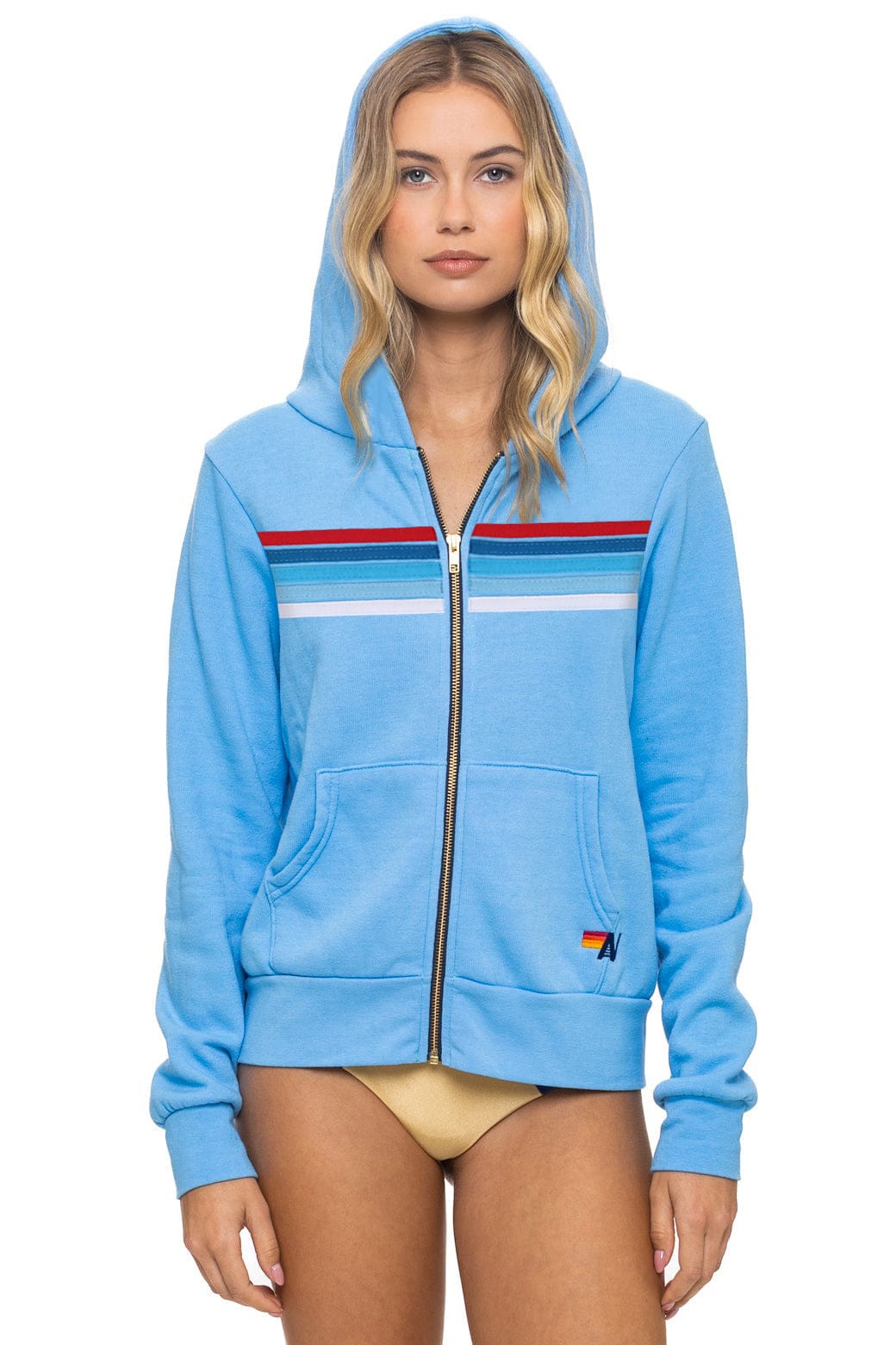 5 STRIPE AMERICA ZIP HOODIE - SKY USA
