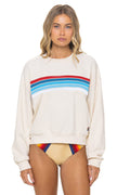 5 STRIPE AMERICA RELAXED CREW SWEATSHIRT - VINTAGE WHITE USA