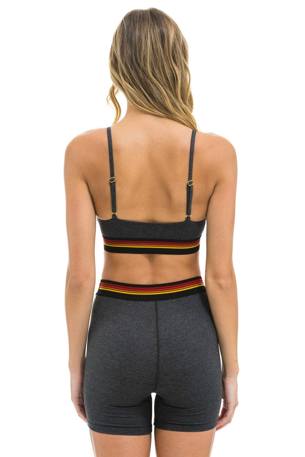LOGO ELASTIC KEYHOLE BRA - CHARCOAL