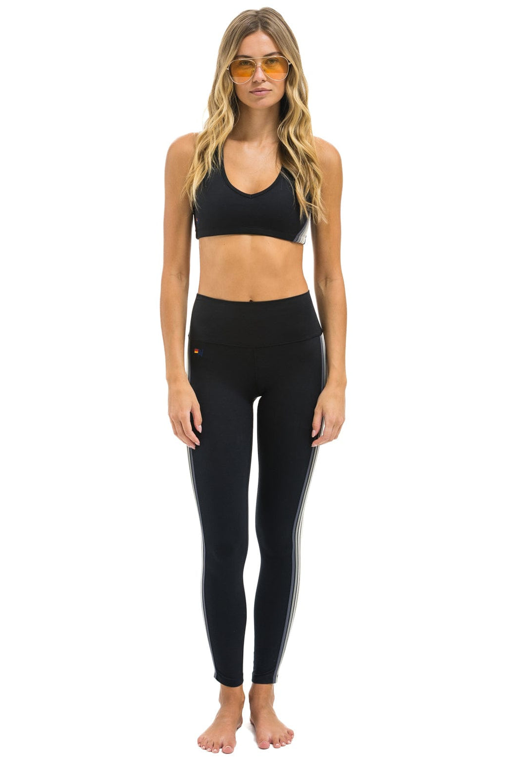 FULL LENGTH HI-RISE 5 STRIPE LEGGINGS - BLACK SMOKE