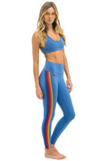 FULL LENGTH HI-RISE 5 STRIPE LEGGINGS - DUSTY BLUE