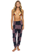 CHECK QUILTED SWEATPANTS - CHARCOAL MOCHA