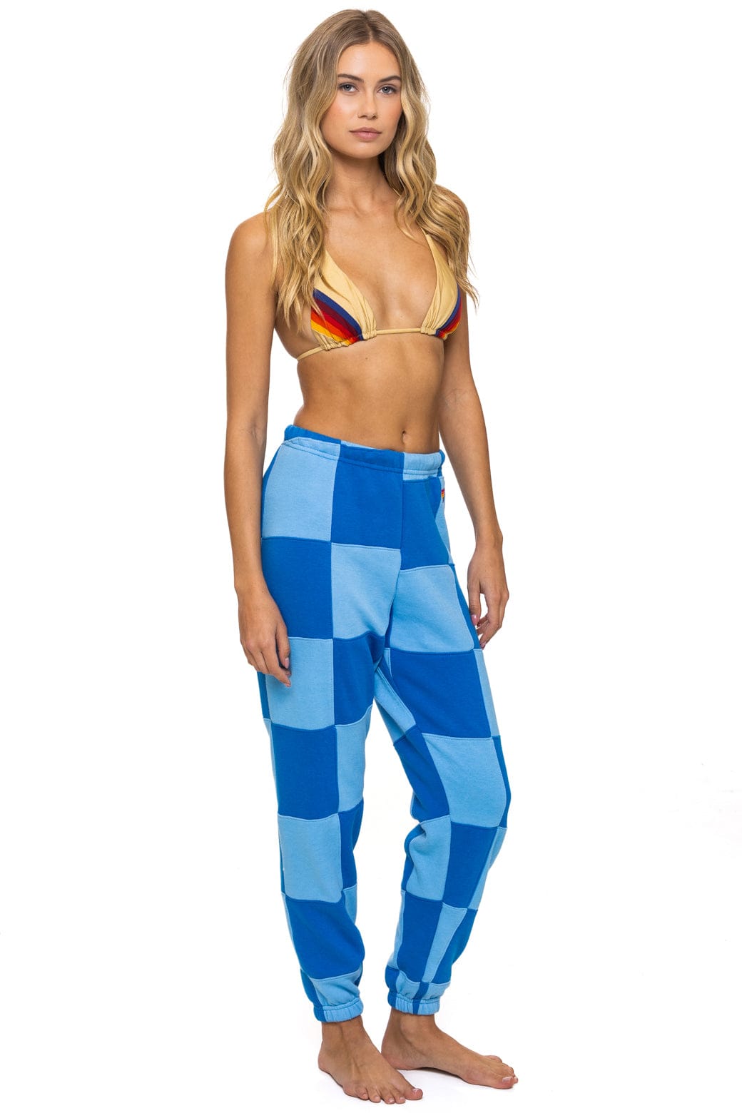 CHECK QUILTED SWEATPANTS - SKY ADVENTURE BLUE
