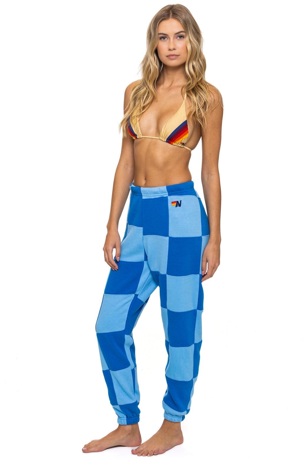 CHECK QUILTED SWEATPANTS - SKY ADVENTURE BLUE