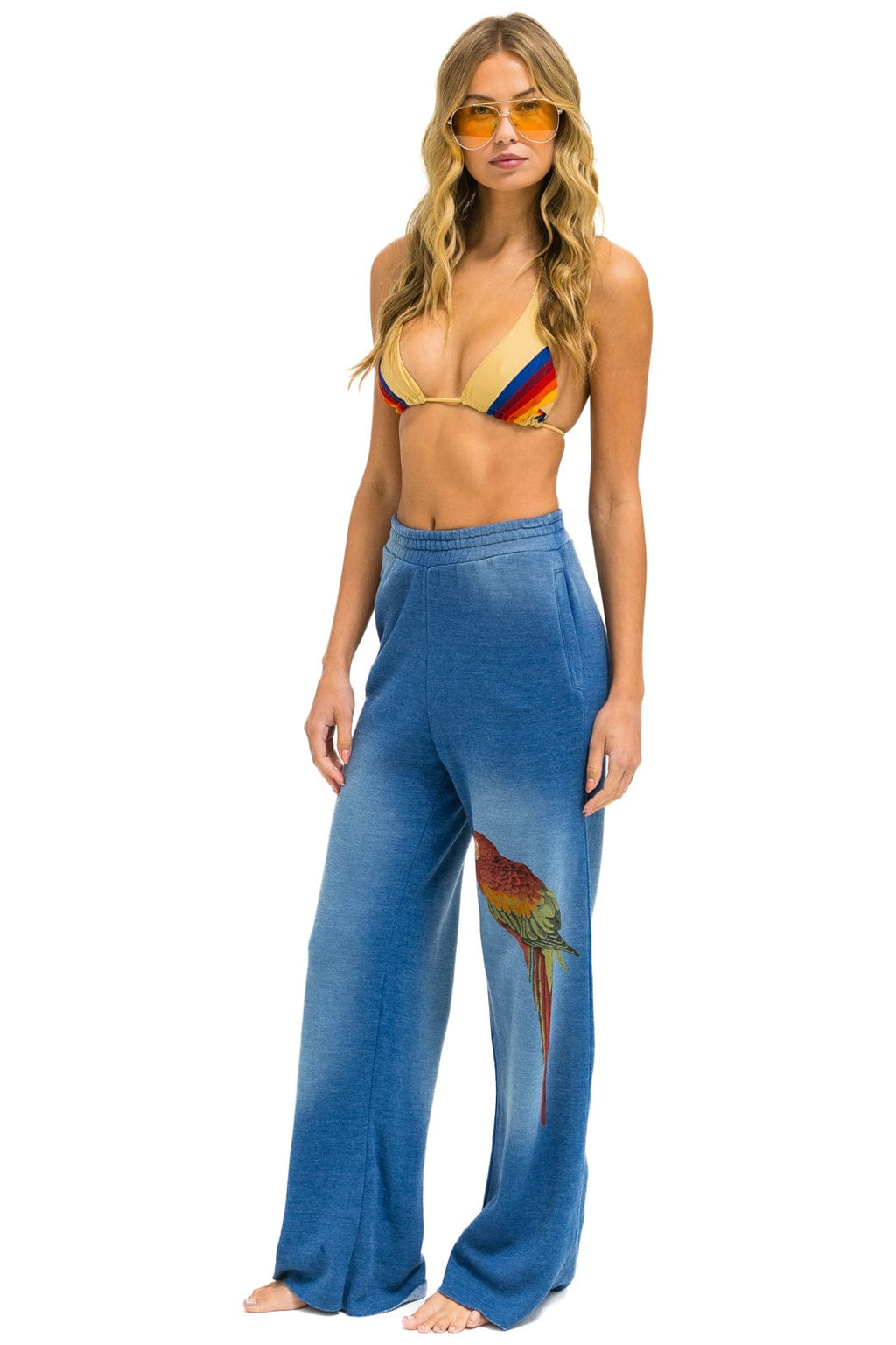 PARROT WIDE LEG POCKET SWEATPANTS - FADED WATER