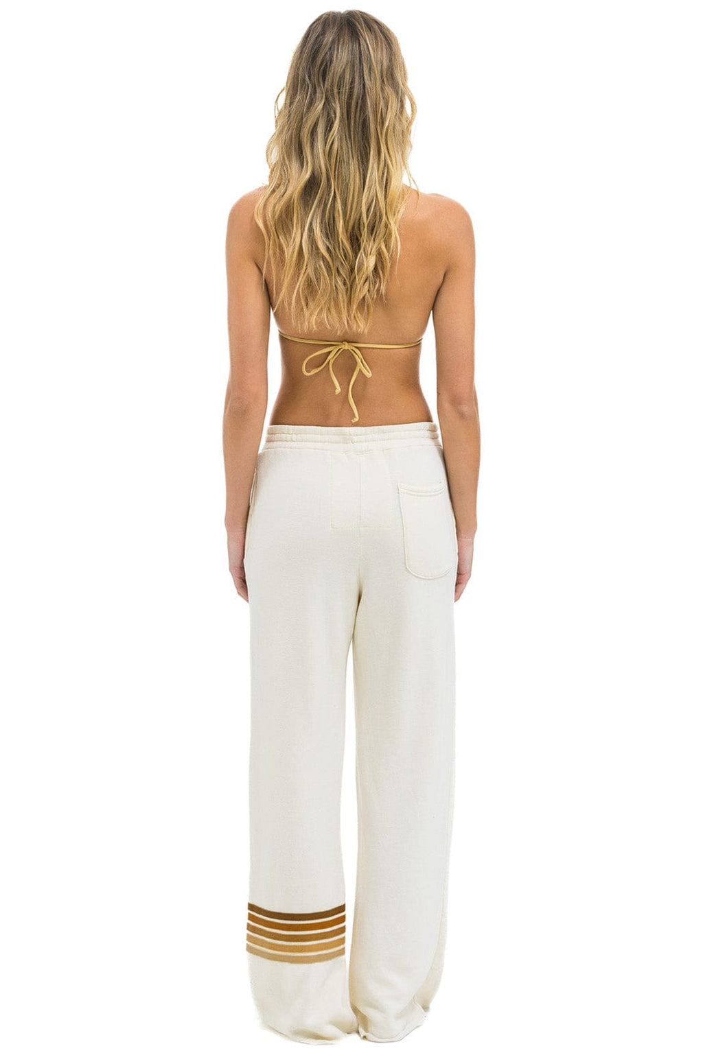 RUGBY STITCH WIDE LEG POCKET SWEATPANTS - VINTAGE WHITE BROWN