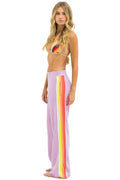 5 STRIPE WIDE LEG POCKET SWEATPANTS - MAUVE WHITE NEON