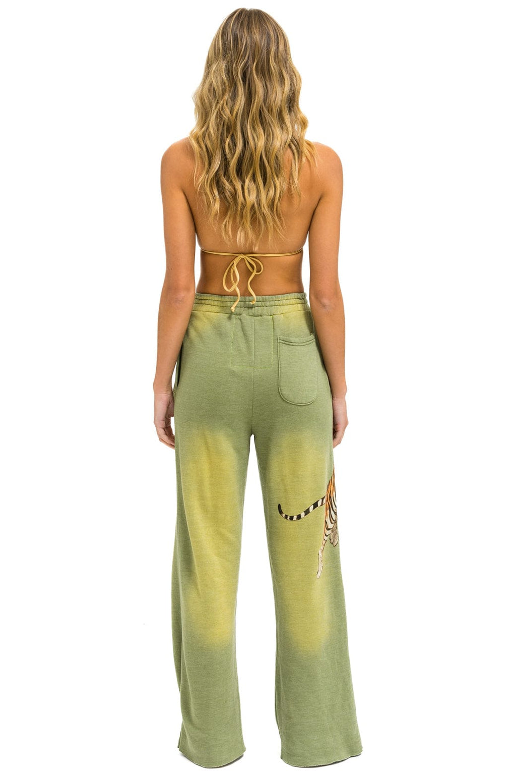 TIGER WIDE LEG POCKET SWEATPANTS - FADED ARMY