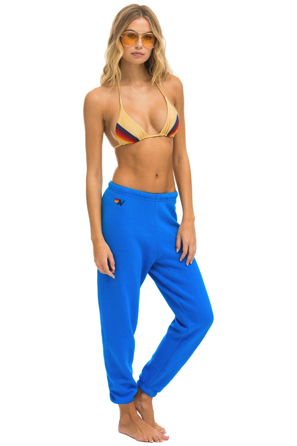5 STRIPE SWEATPANTS - ADVENTURE BLUE RAINBOW WHITE