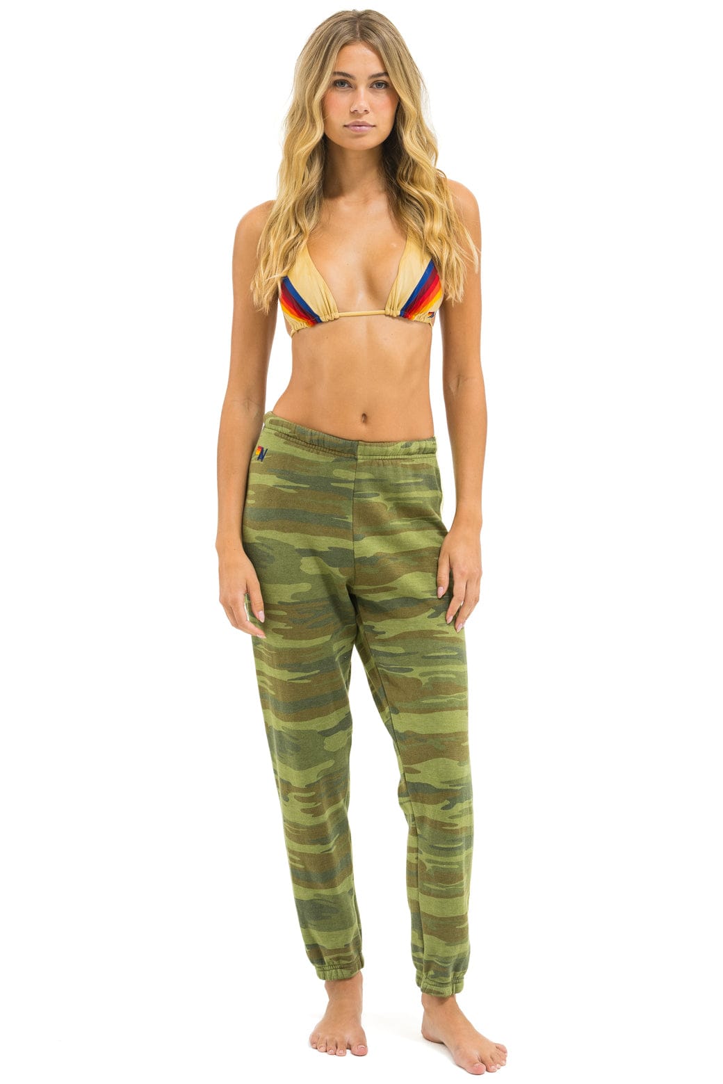 5 STRIPE SWEATPANTS - CAMO LIME AQUA